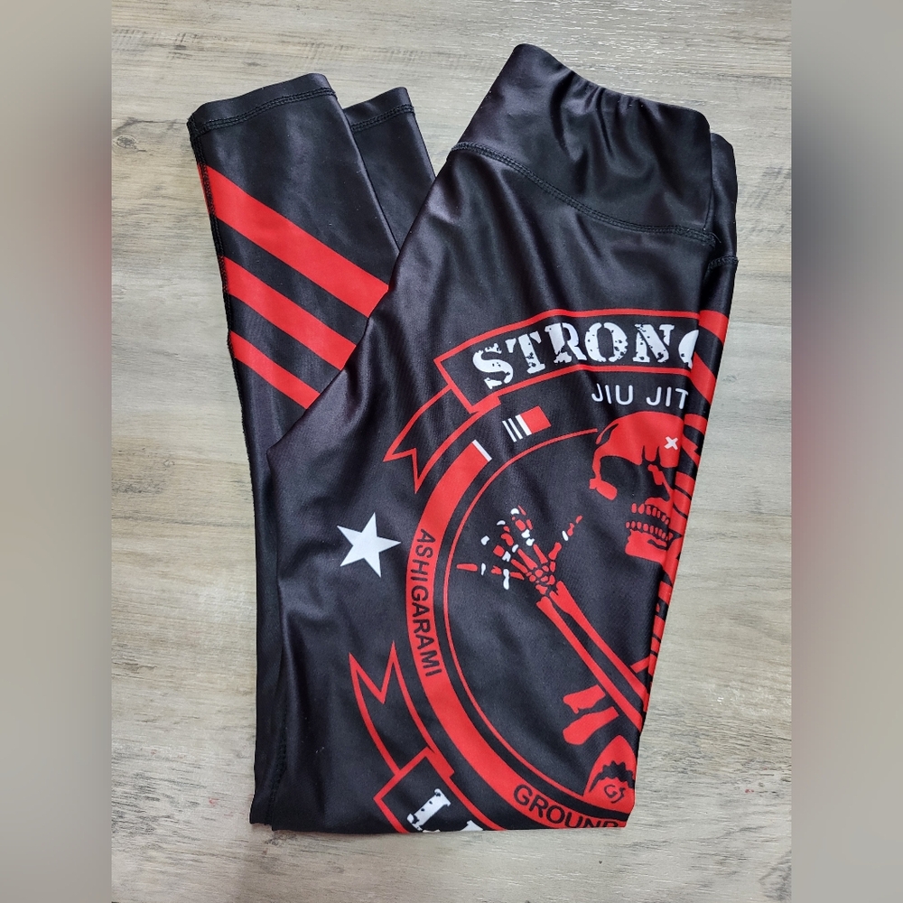 Black and Red Jiu Jitsu Leggings Small
